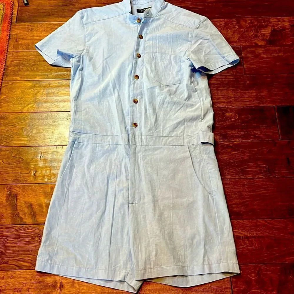 ROMPHIM LIGHT BLUE CHAMBRAY ROMPER, L! - Picture 15 of 15